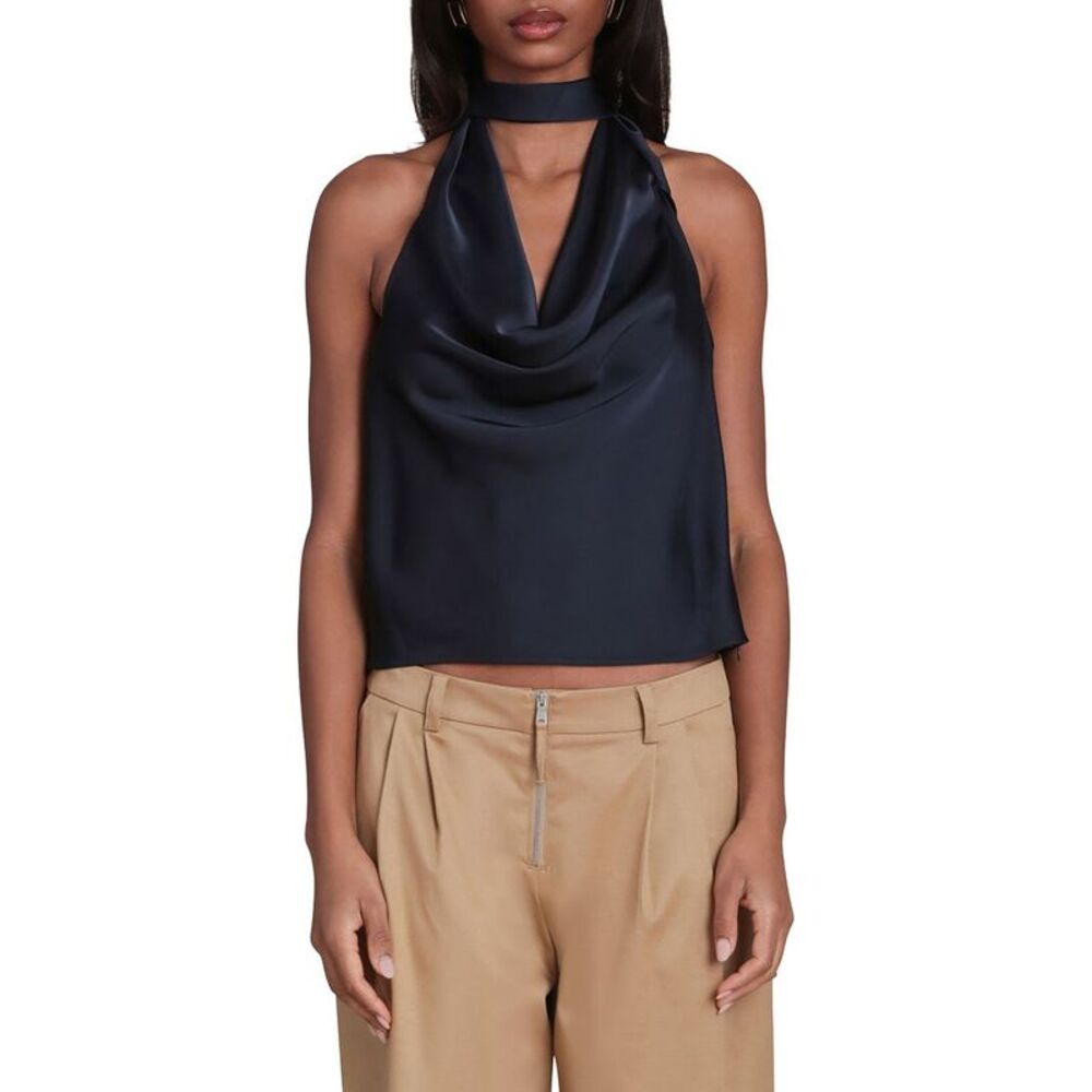 Avec Les Filles Womens  Long Tie Halter Top